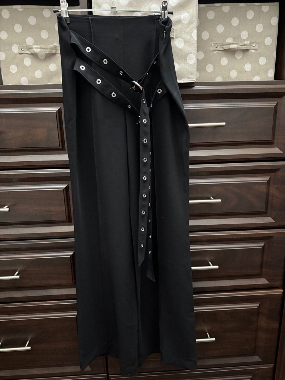 cinq a sept Black Wide-Leg Grommet Wrap Pants